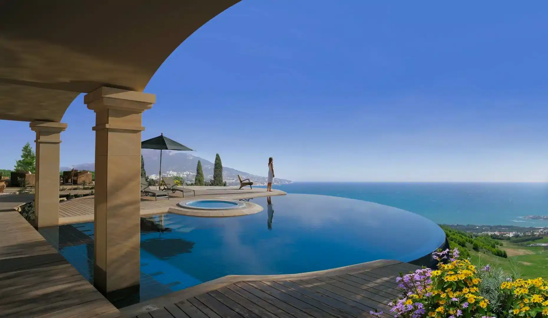 Experience the beauty of real estate in Cyprus with this stunning hilltop villa offering breathtaking views.